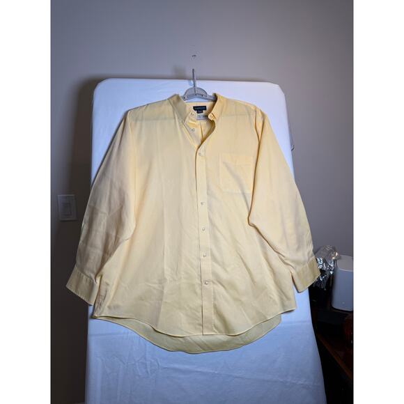 Lands’ End Men’s Dress Shirt 19-35 Big Yellow Button Down Long Sleeve Cotton - Picture 5 of 5